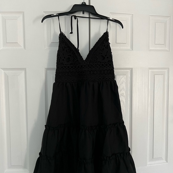 Black crocheted top sundress or coverup - Picture 1 of 4